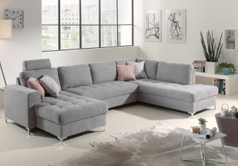 Salon d'angle Valentin en tissu avec grande méridienne à droite Salon d'angle Valentin en tissu avec grande méridienne à droite