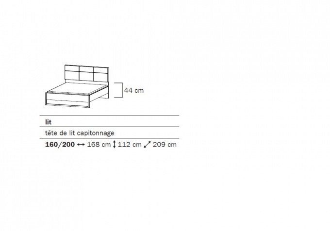 Lit adulte Tampako 160x200 cm