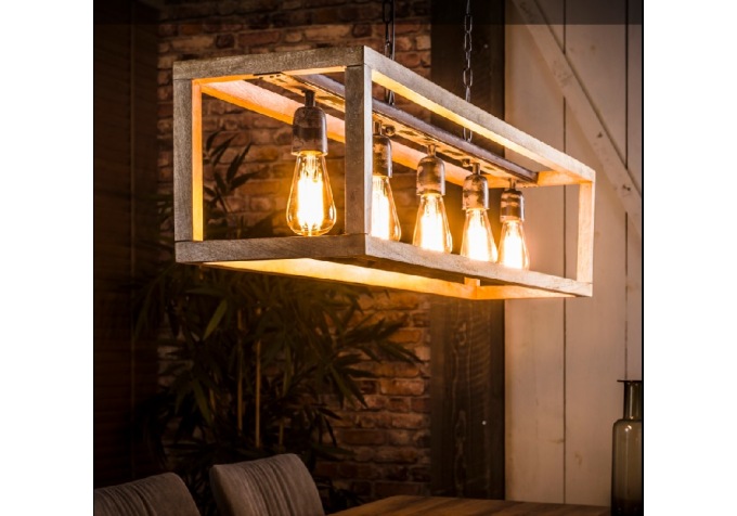 Suspension 5L rectangle en manguier
