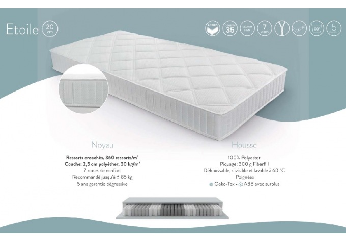 Matelas Confort à Ressorts 1 Place 5 étoiles 