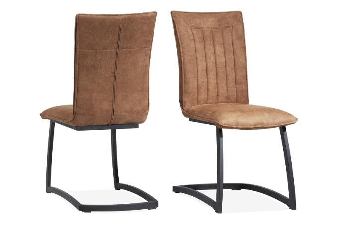 Lot de 2 chaises Amar en tissu gris acier Lot de 2 chaises Amar en tissu gris acier