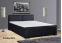 Lit boxspring en tissu noir avec coffres, matelas et topper inclus