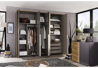 Armoire de chambre HUOLE - Gris foncé - Garde-robe avec cintre - 105cm*45cm*170cm(L*P*H