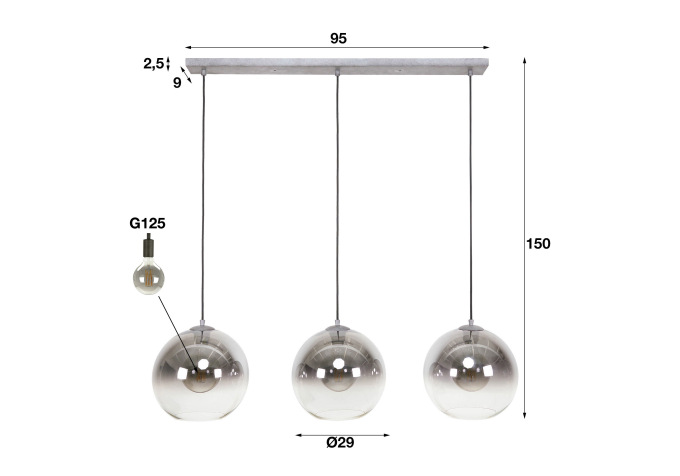 Suspension 3 Lampes bubble shaded