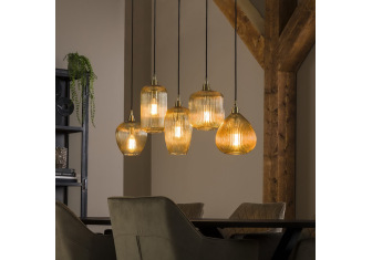 Suspension 5 Lampes stripe glass mix Suspension 5 Lampes stripe glass mix