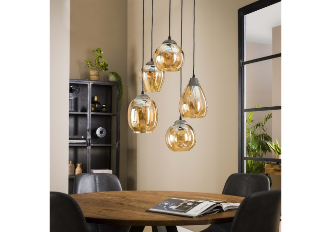 Suspension 5 Lampes mix gold Suspension 5 Lampes mix gold