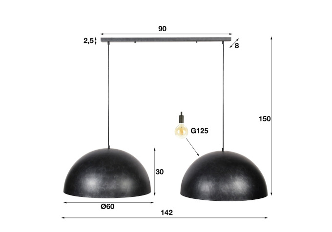 Suspension en métal 2 lampes 7997 Suspension en métal 2 lampes 7997
